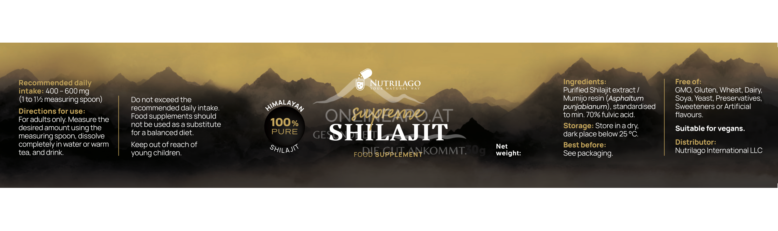 Nutrilago® Supreme Shilajit Harz – 100 % reiner Shilajit-Extrakt