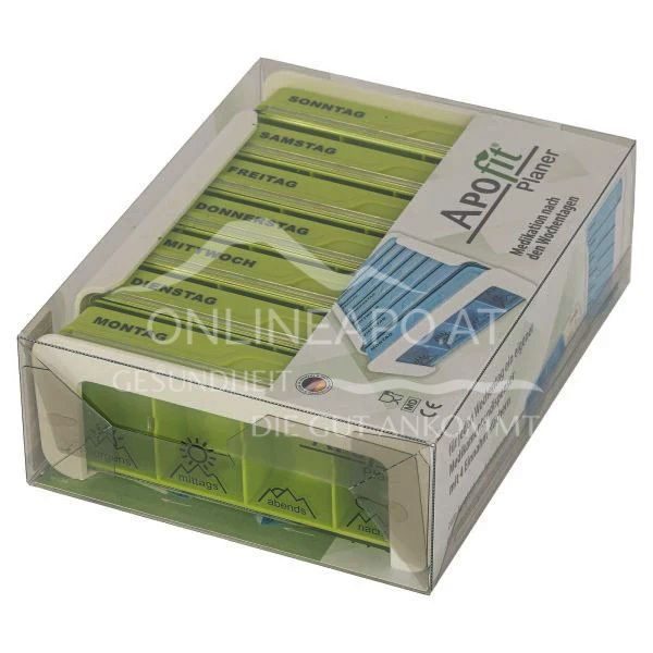 APOfit Weekly Dispenser, 7-compartment planner, green