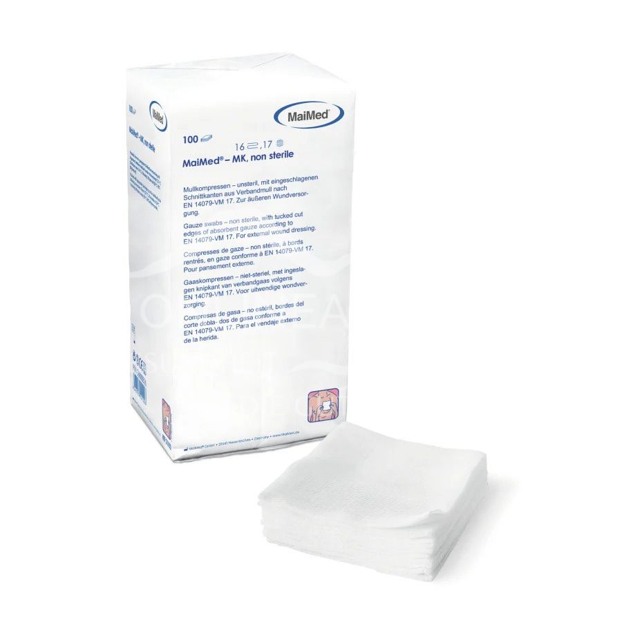 MaiMed® – MK unsteril, Mullkompressen, 16-fach, 17-lagig, 5 x 5 cm