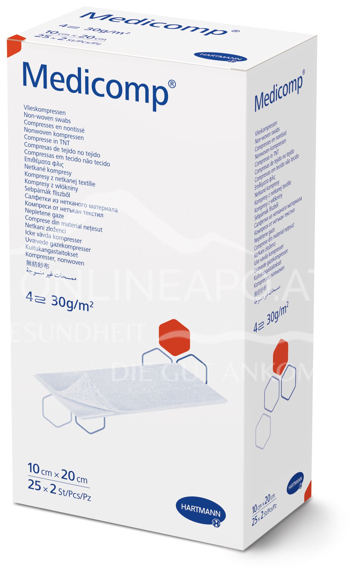 Medicomp® non-woven compresses sterile, 4-fold, 10 x 20 cm, 25 x 2 pieces
