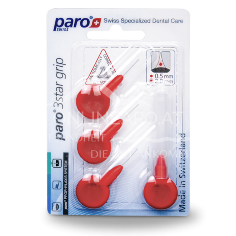 paro® 3Star grip Interdentalbürsten xxx-fein, rot, ø 2 mm