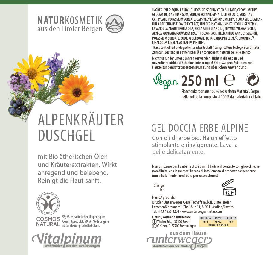 Unterweger Vitalpinum Alpenkräuter Duschgel