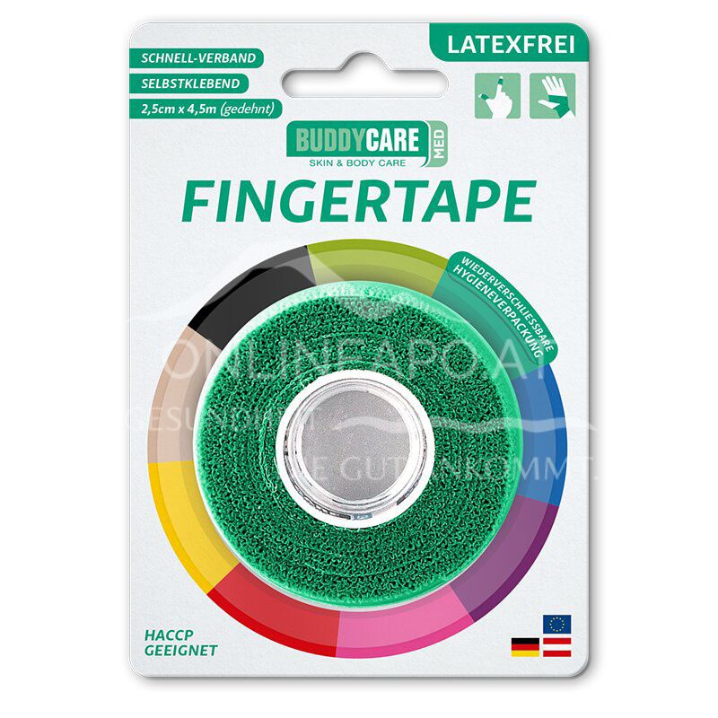 BUDDYCARE® MED Fingertape Grün 2,5 cm x 4,5 m