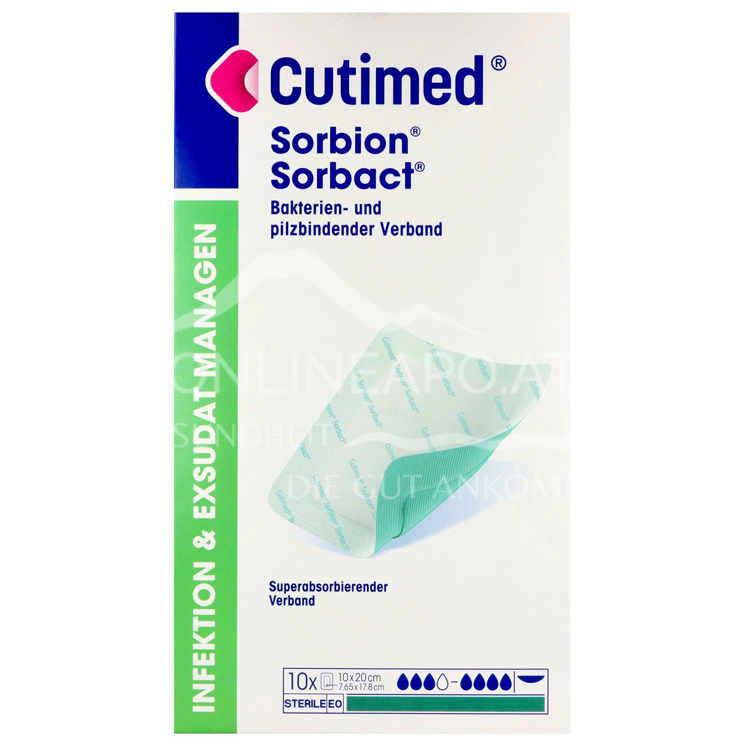Cutimed® Sorbion® Sorbact® Superabsorbierende, keimreduzierende Wundauflage steril, 10 x 20 cm