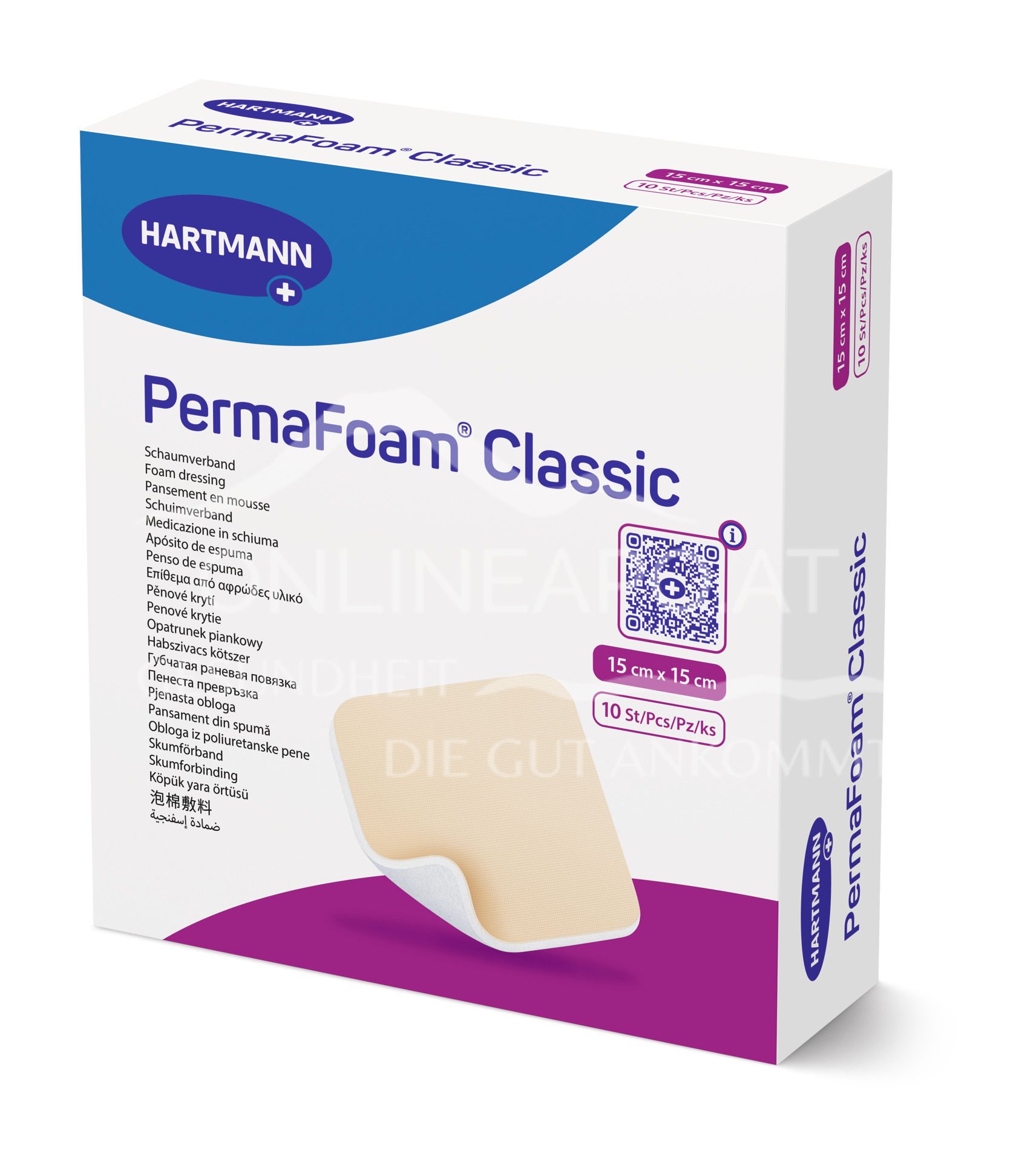 PermaFoam® Classic Polyurethan-Schaumverband steril, 15 x 15 cm