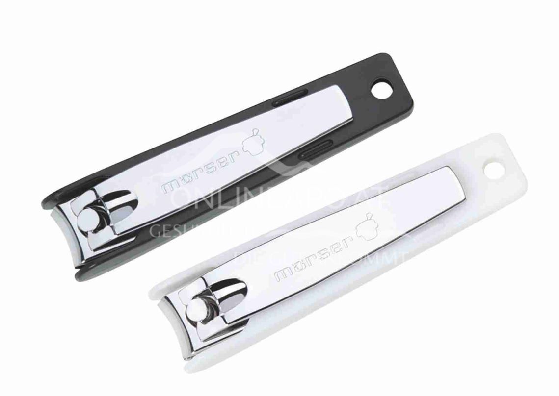 Mörser Solingen 473 Fußnagelknipser weiß Inox rostfrei, mit Nagelfang, 9 cm
