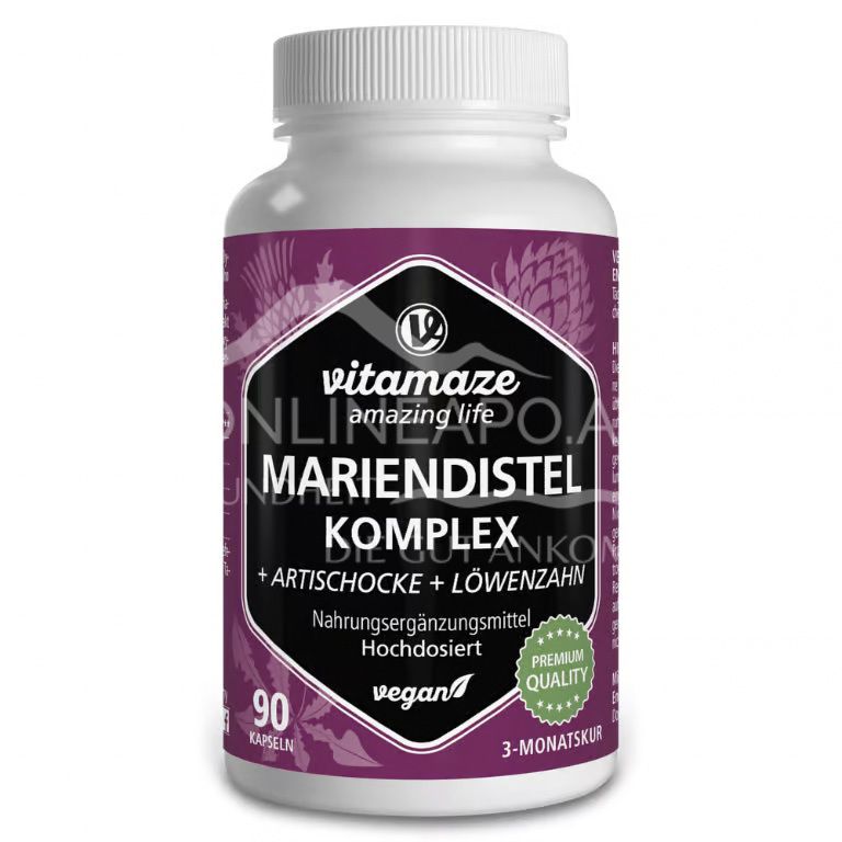 Vitamaze Mariendistel Komplex + Artischocke + Löwenzahn hochdosiert Kapseln