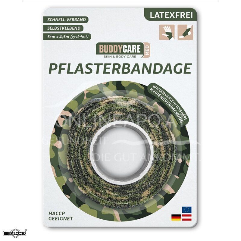 BUDDYCARE® MED Pflasterbandage Camouflage Grün 5 cm x 4,5 m