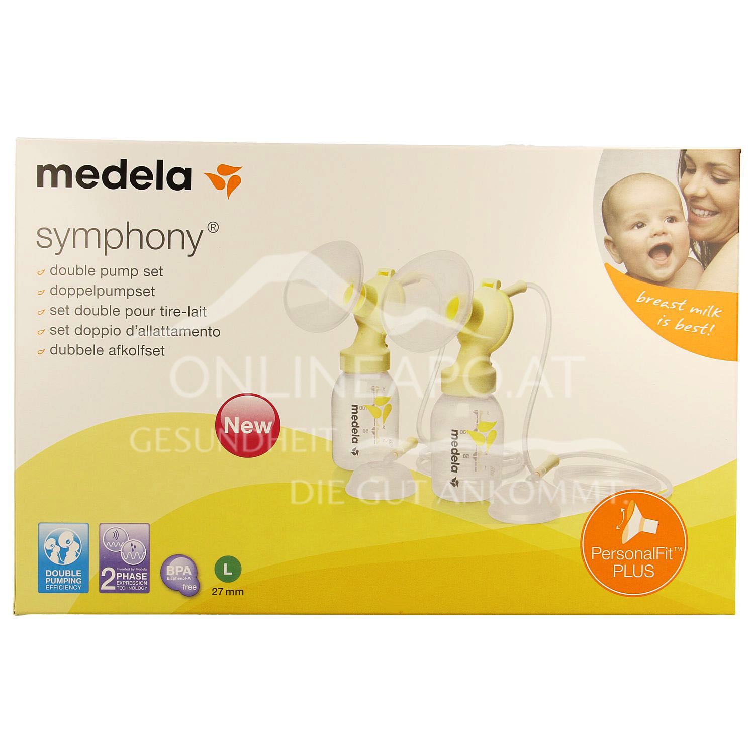 Medela Symphony® Doppelpumpset mit PersonalFit Plus Brusthaube Größe L - 27 mm