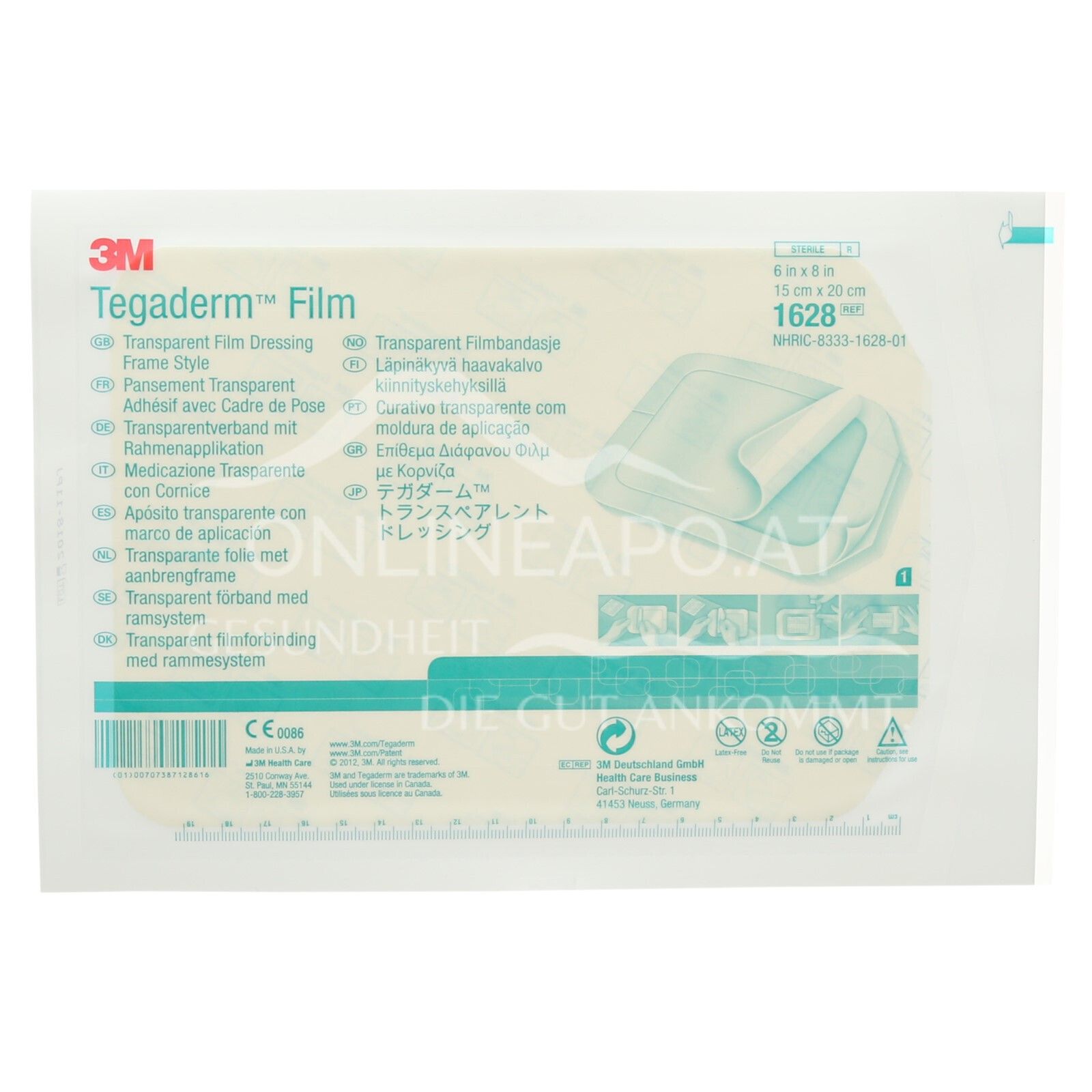 3M™ Tegaderm™ Film Transparentverband, 1628, 15 cm × 20 cm