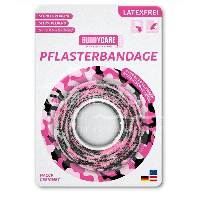 BUDDYCARE® MED Pflasterbandage Camouflage Pink 5 cm x 4,5 m