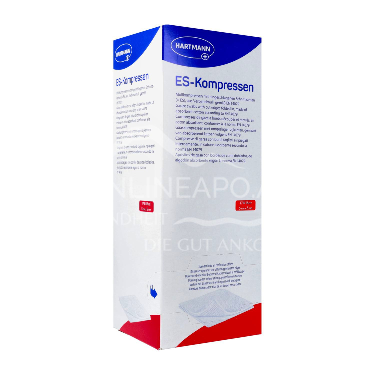 ES compresses 16-fold, sterile, 5 x 5 cm, 10 x 10 pieces