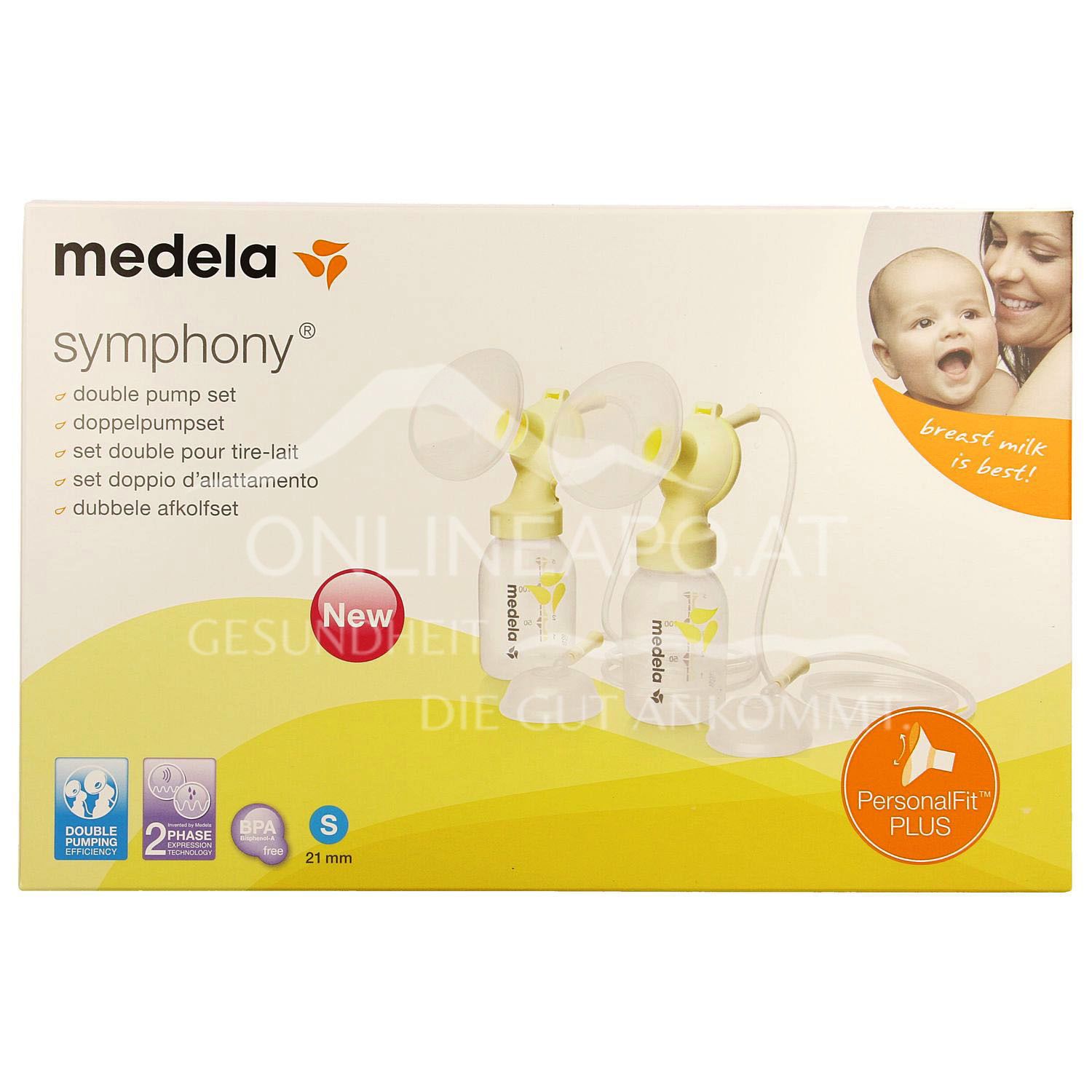Medela Symphony® Doppelpumpset mit PersonalFit Plus Brusthaube Größe S - 21 mm
