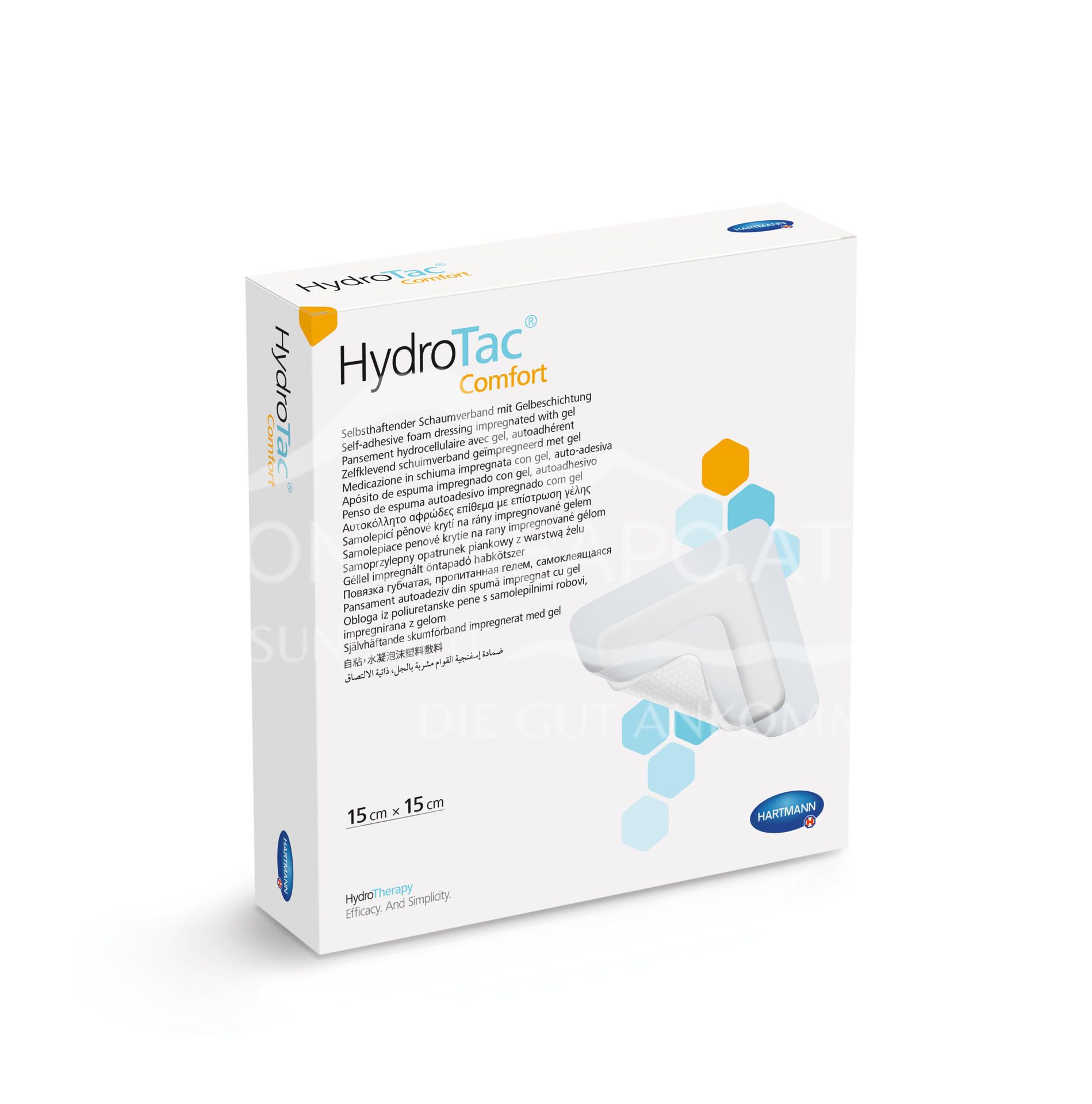 HydroTac® Comfort Self-adhesive foam dressing with gel coating sterile, 15 x 15 cm