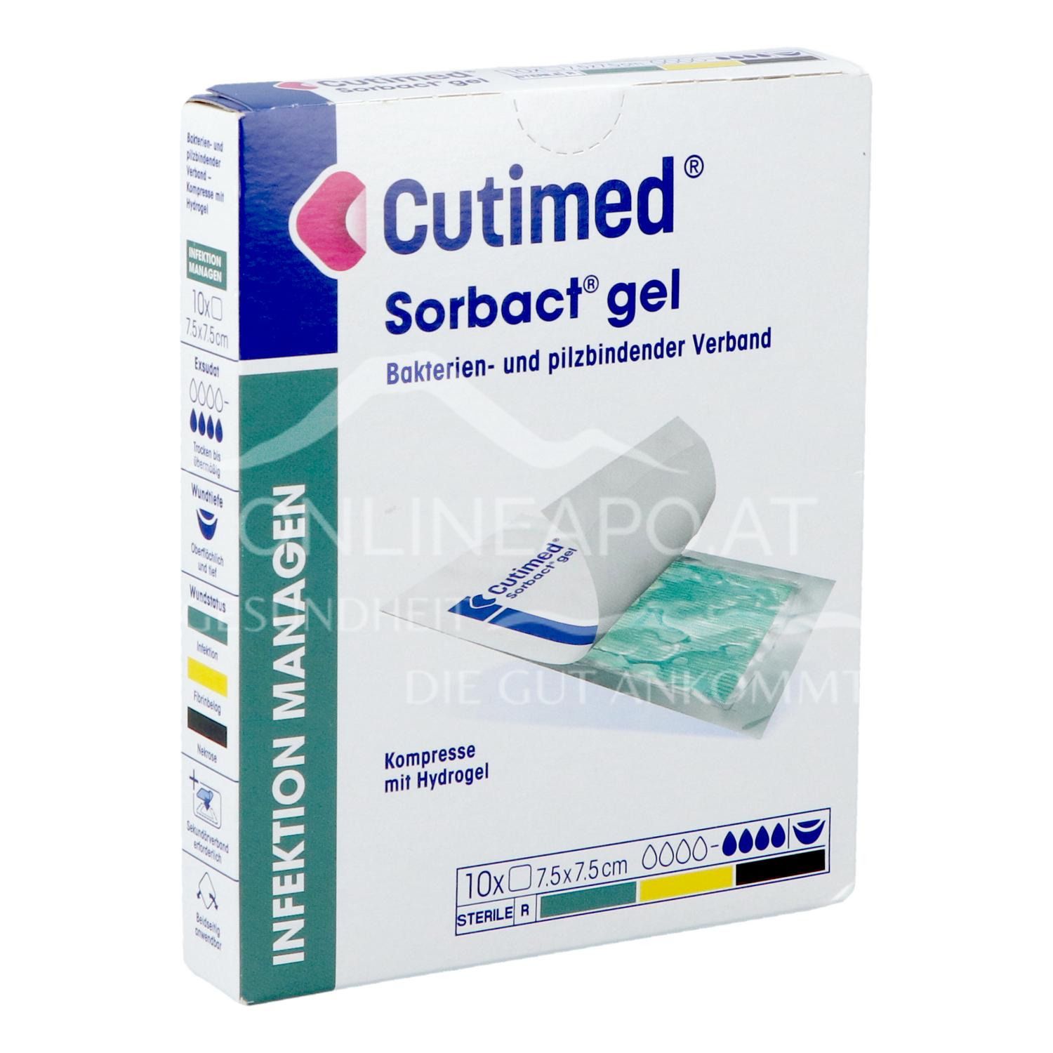 Cutimed® Sorbact® Gel Kompresse mit Hydrogel steril, 7,5 x 7,5 cm