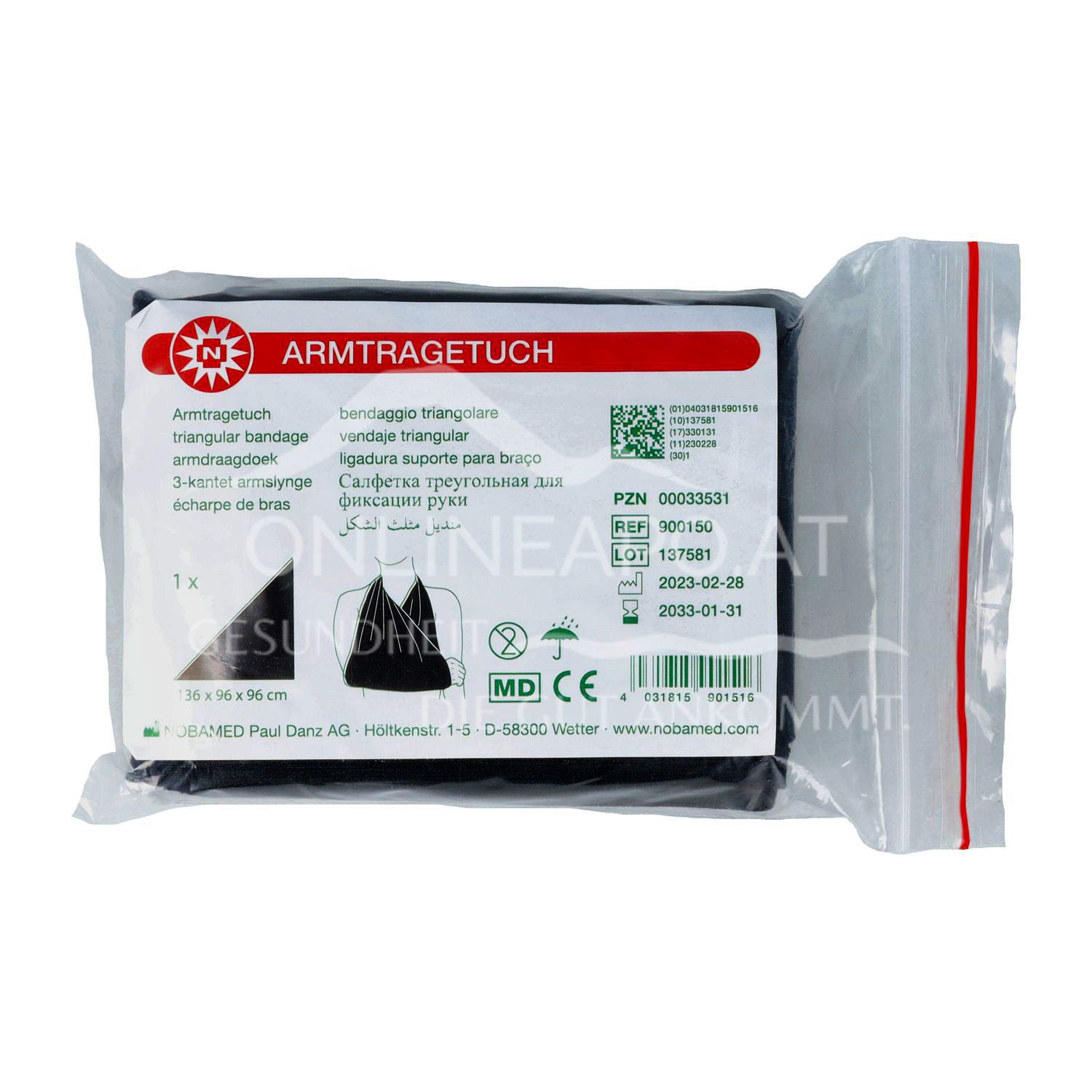 Nobamed Armtragetuch schwarz, 96 x 96 x 136 cm