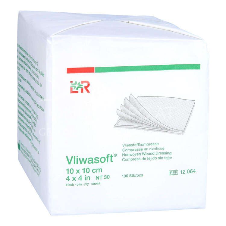 Vliwasoft® Vliesstoffkompressen, unsteril, 4-lagig, 10 x 10 cm