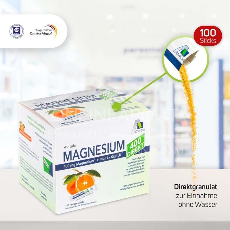Avitale Magnesium 400 direkt Orange - Direktgranulat-Sticks