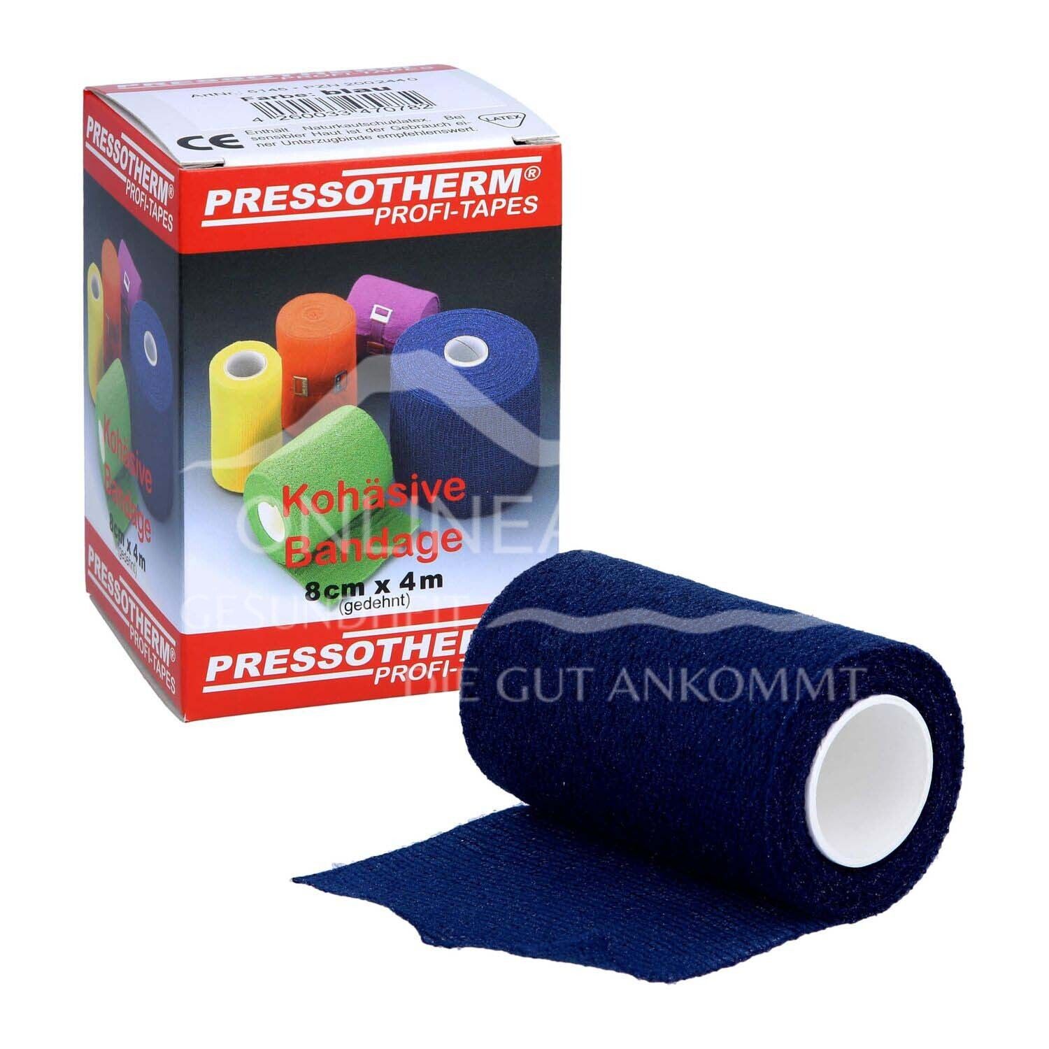 Pressotherm® Bandage Kohäsive Elastische Fixierbinde 8 cm x 4 m - Blau