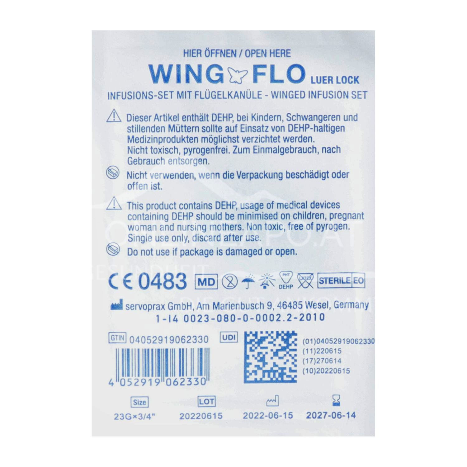Wing-Flo Flügelkanülen 23 G, 19 x 0,6 mm, blau