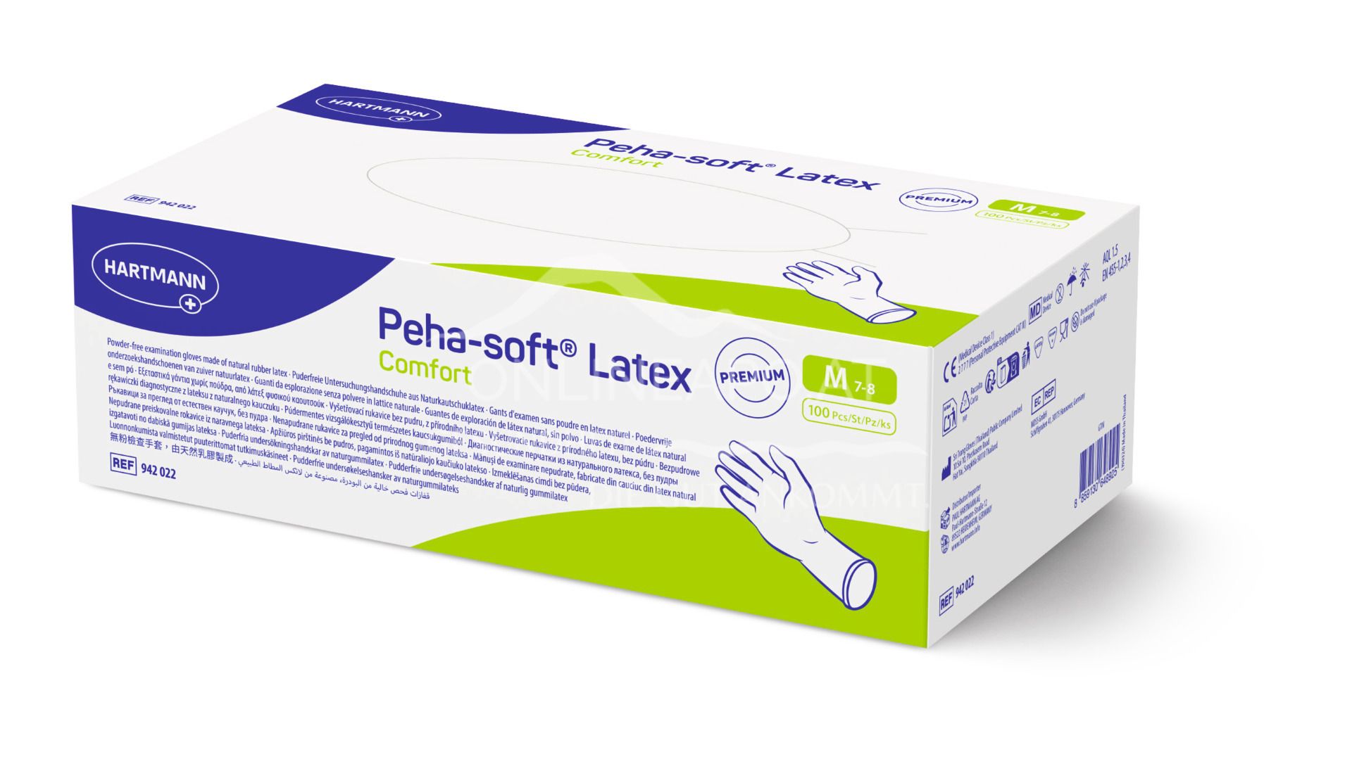 Peha-soft® Latex Comfort examination gloves, non-sterile, powder-free