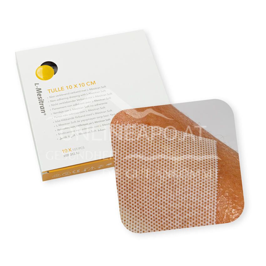 L-Mesitran® Tulle nicht verklebender Verband mit L-Mesitran Soft für Menschen, 10 x 10 cm