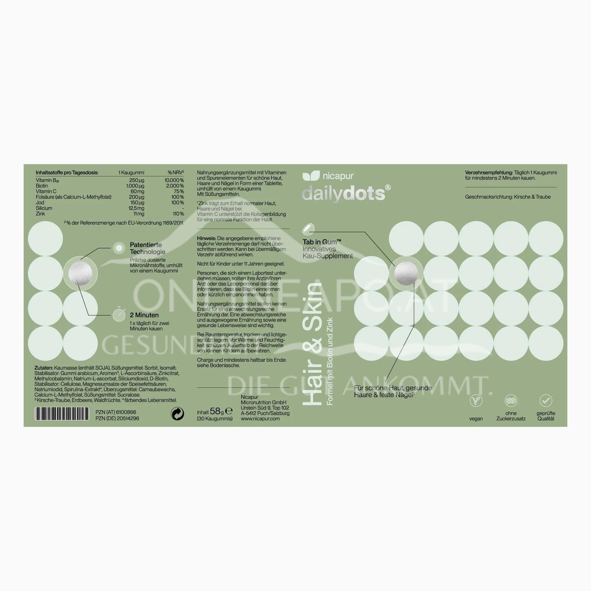 NICApur dailydots® Hair & Skin Kau-Supplement