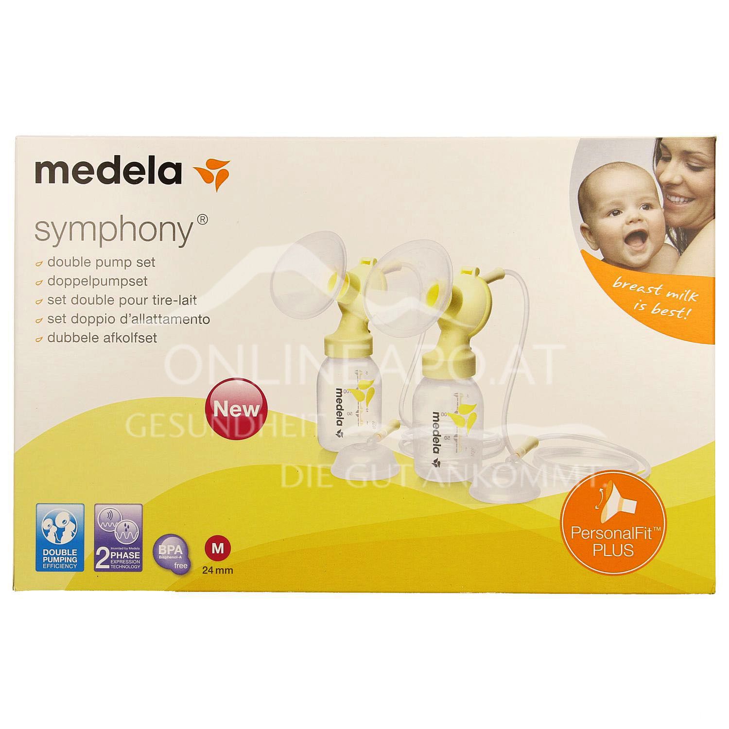 Medela Symphony® Doppelpumpset mit PersonalFit Plus Brusthaube Größe M - 24 mm