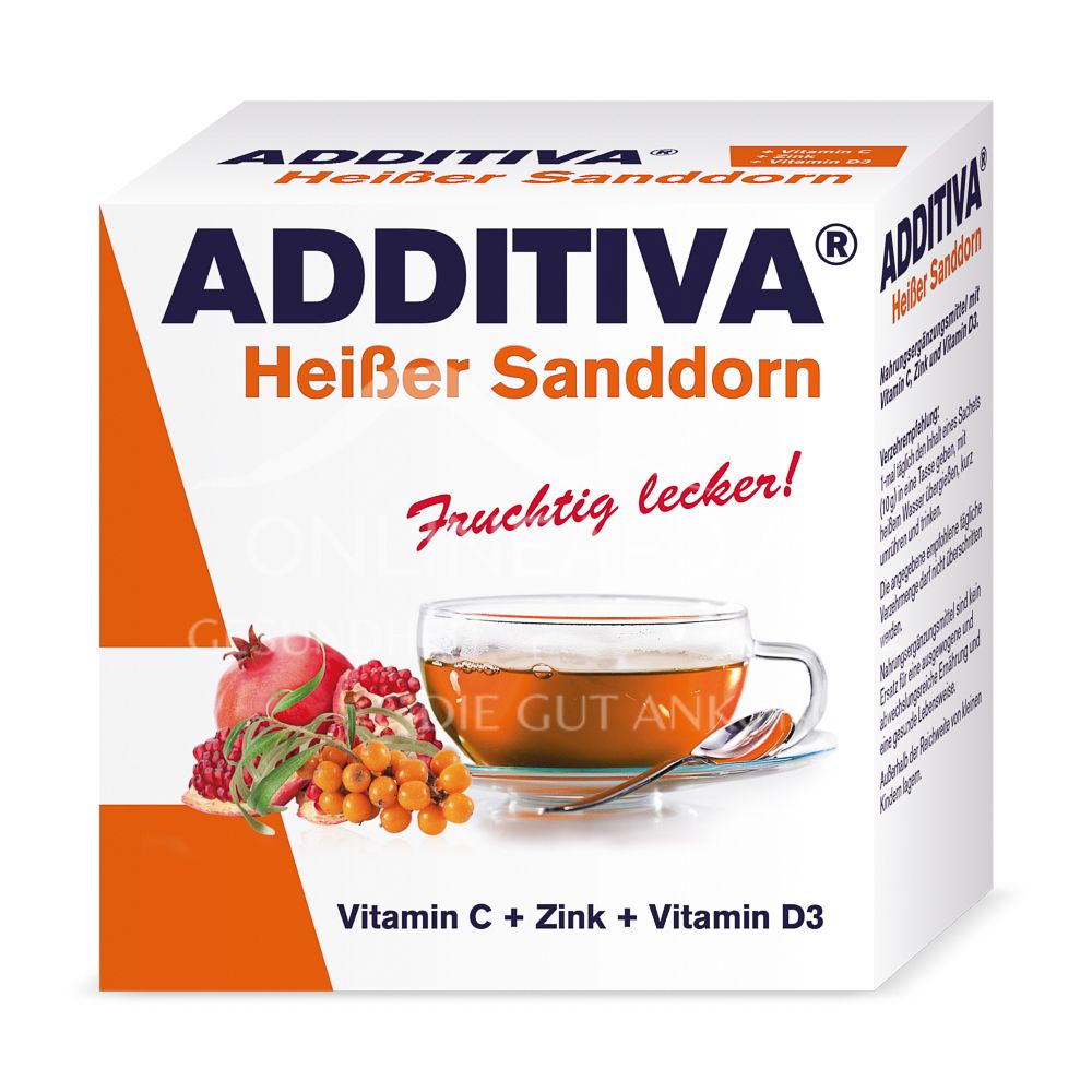 ADDITIVA® Heißer Sanddorn + Granatapfel Heißgetränkepulver 10 g