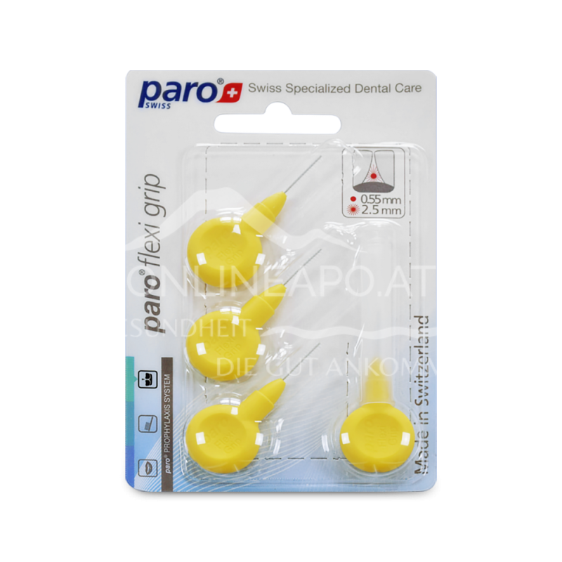 paro® flexi grip, xx-fein, gelb, zylindrisch, ø 2.5 mm Interdentalbürsten