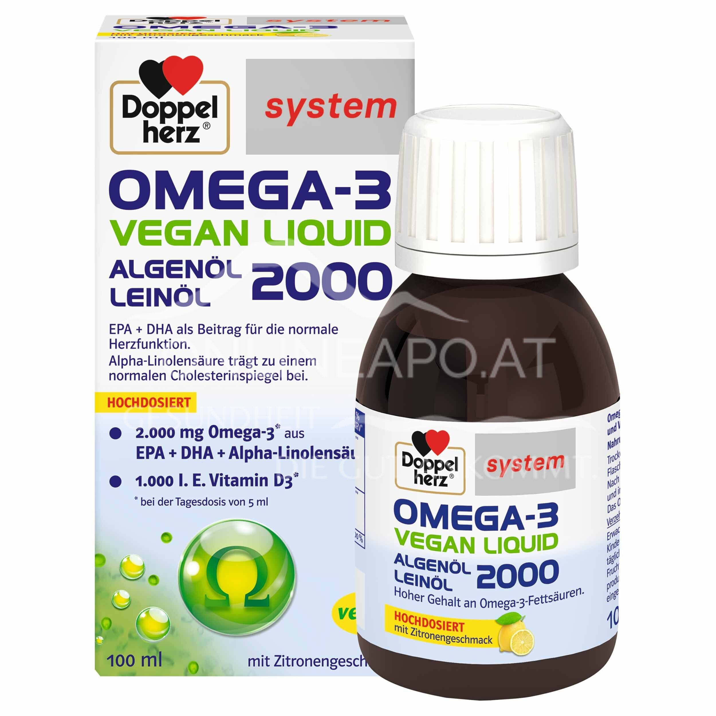 Doppelherz system OMEGA-3 VEGAN LIQUID 2000 algae oil, linseed oil drops