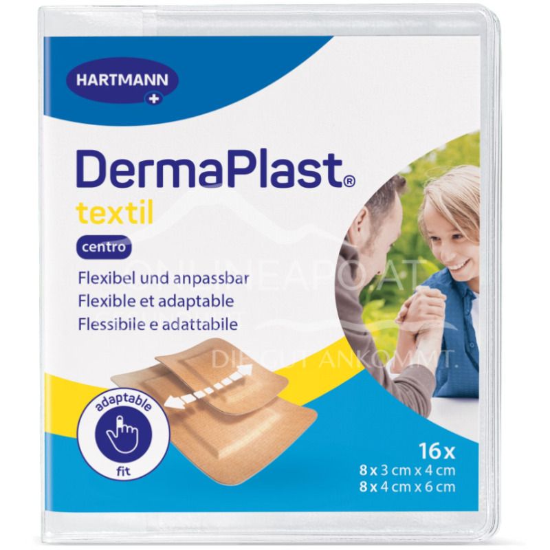 DermaPlast® textile plasters centred wound pad - 2 sizes, assorted