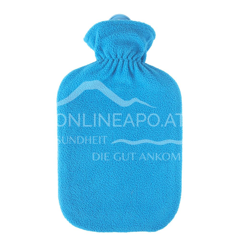 Singer hot water bottle with fleece cover azure blue - 2,0L