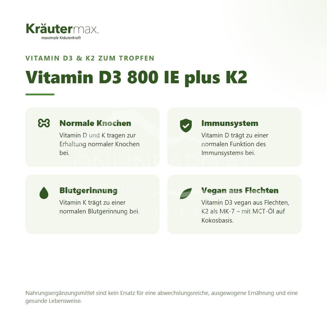 Kräutermax Vitamin D3 800 IE K2 Tropfen vegan