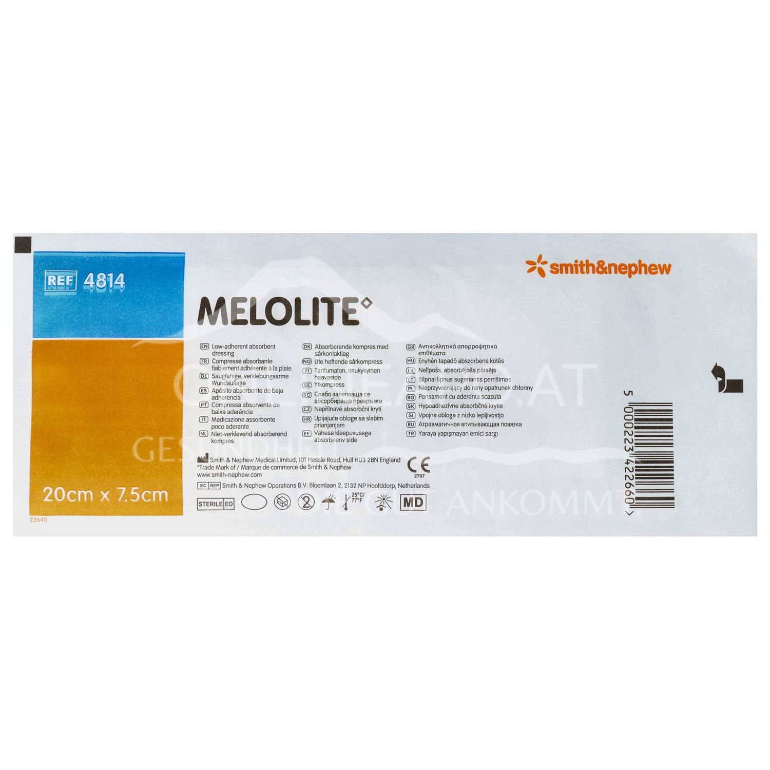 MELOLITE nicht haftende Wundauflage steril, 7,5 x 20 cm
