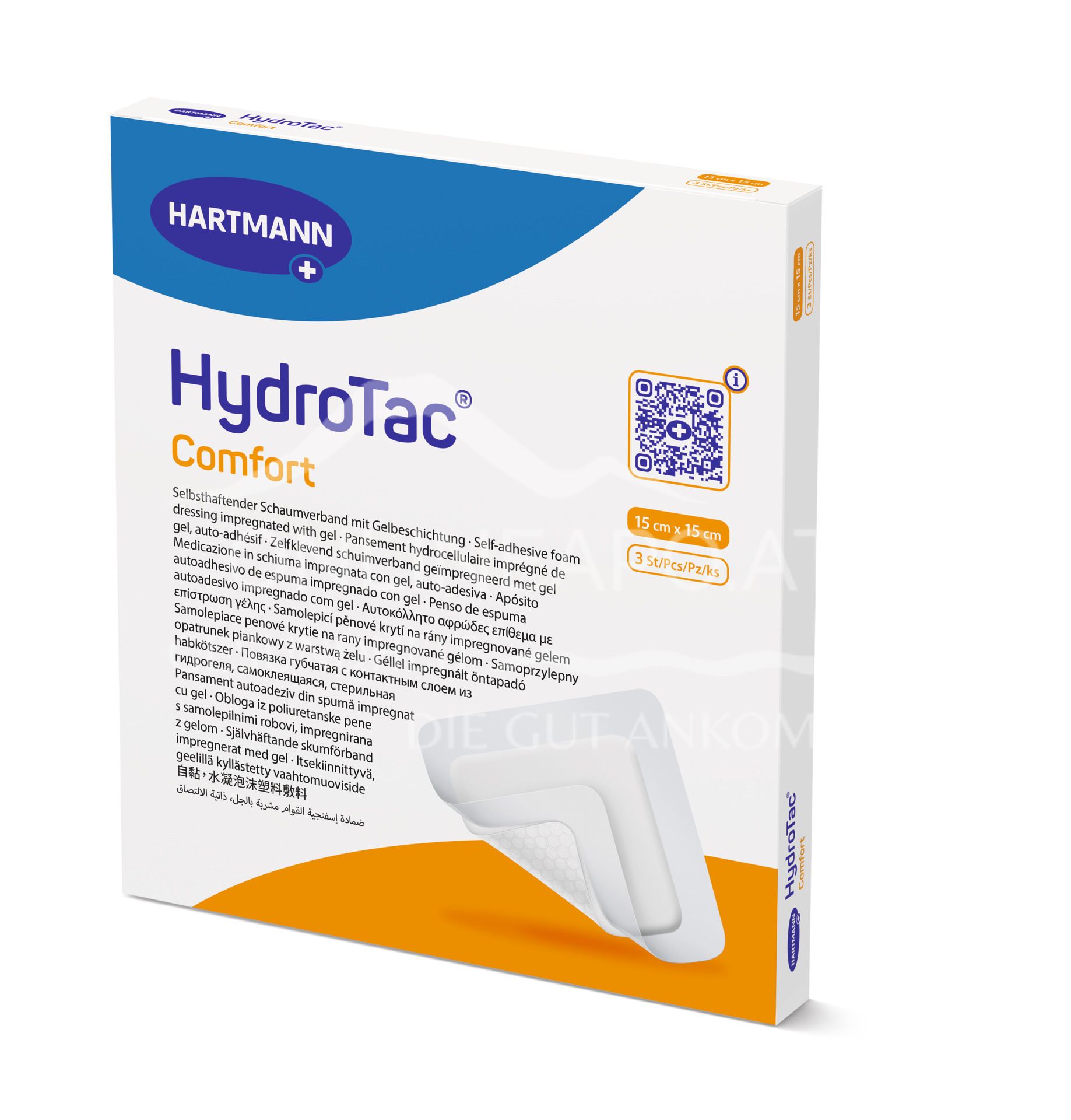 HydroTac® Comfort Self-adhesive foam dressing with gel coating sterile, 15 x 15 cm