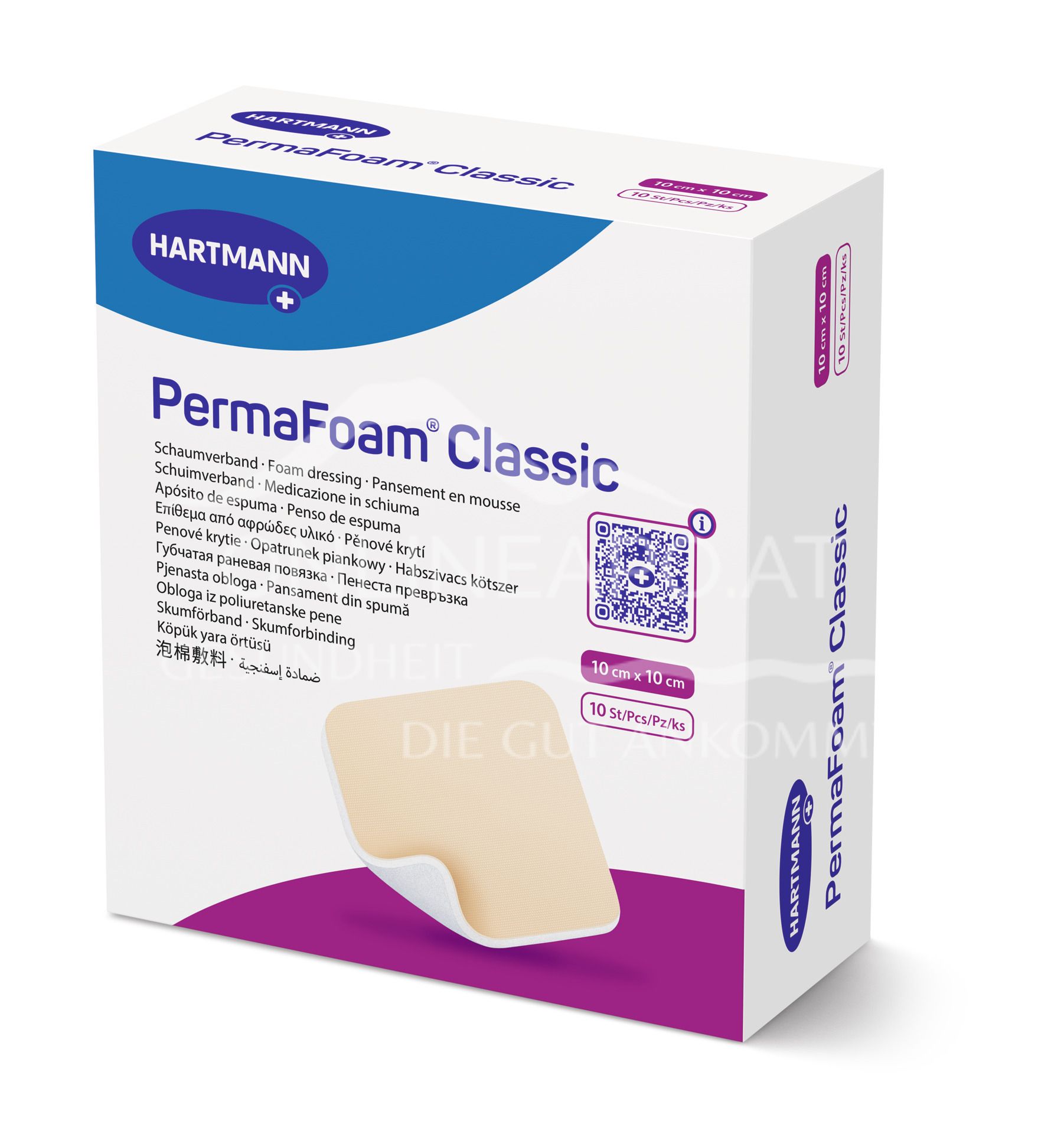 PermaFoam® Classic Polyurethan-Schaumverband steril, 10 x 10 cm
