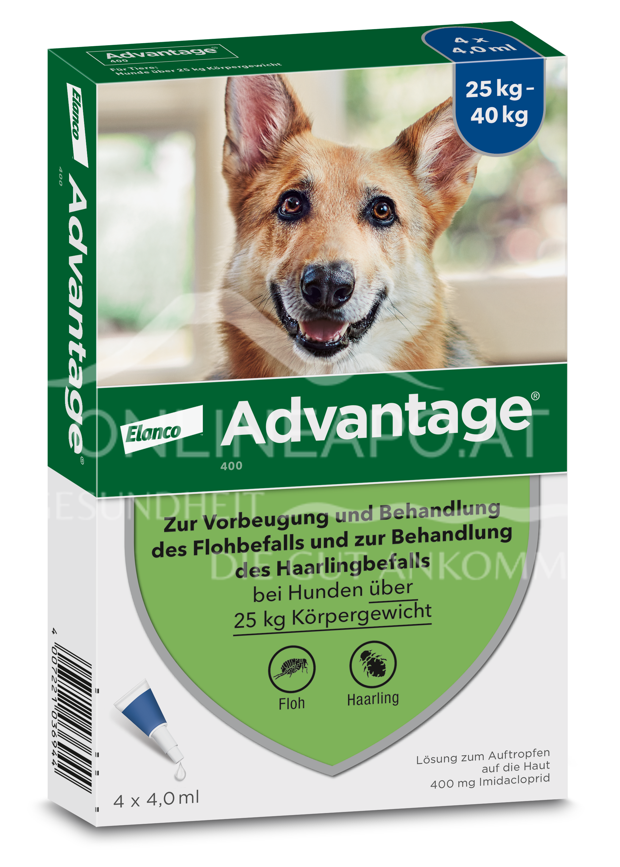 Advantage® für Hunde ab 25 kg 400 mg Lösung zum Auftropfen auf die Haut