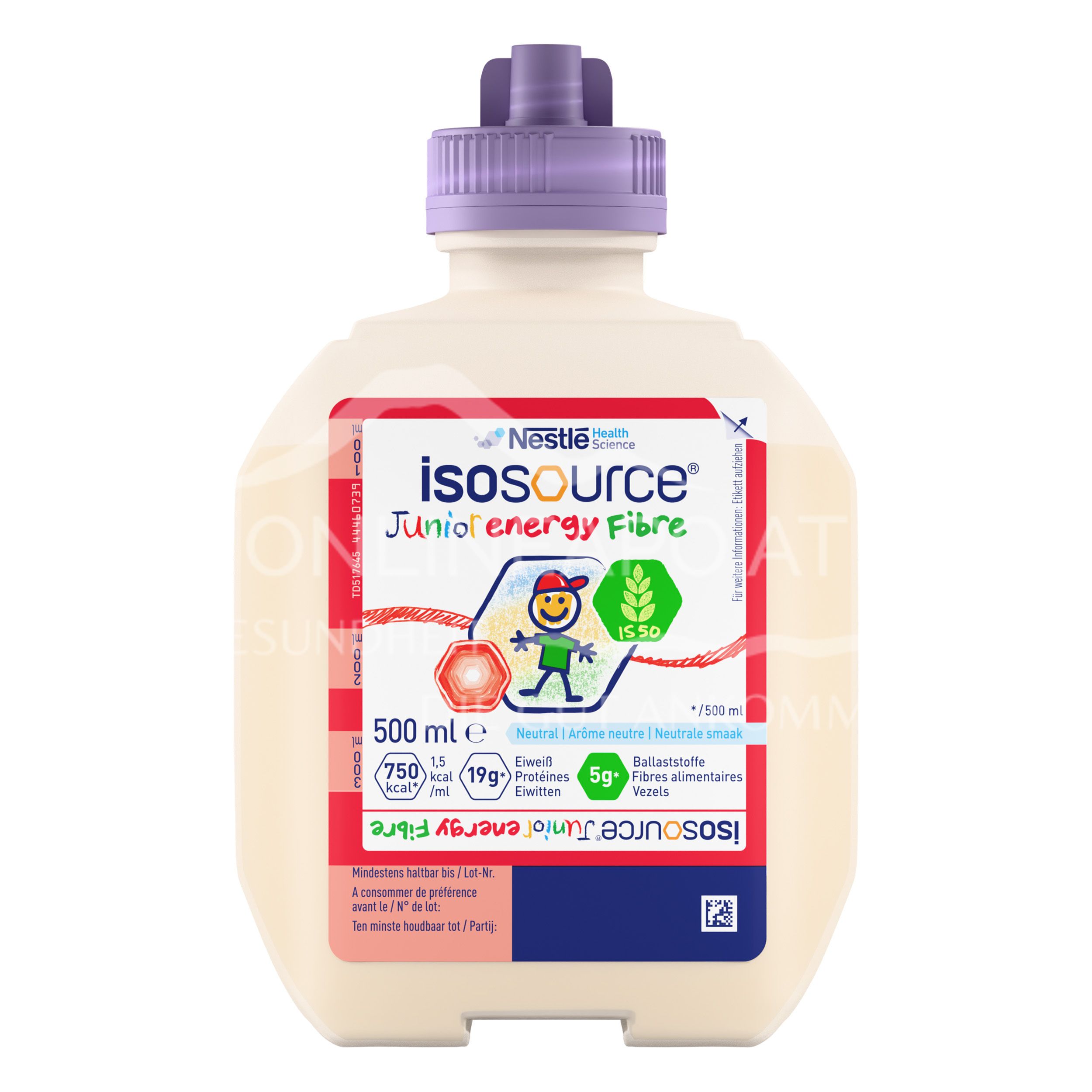 isosource® Junior energy Fibre High-calorie basic tube feed, 500 ml