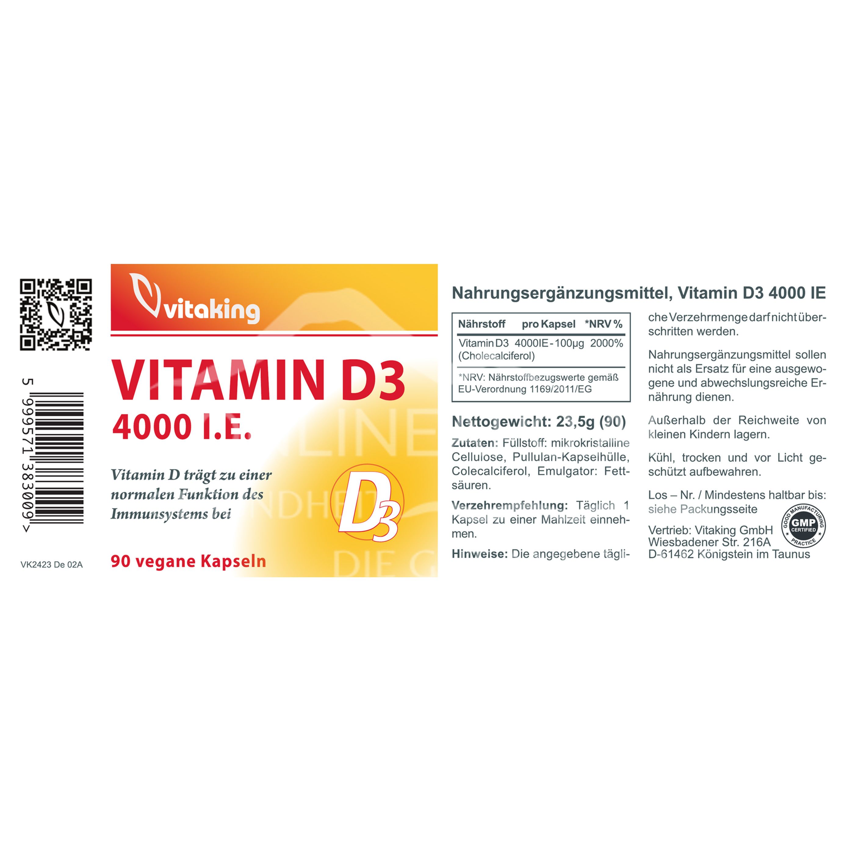 vitaking Vitamin-D3 4000 I.E. Kapseln