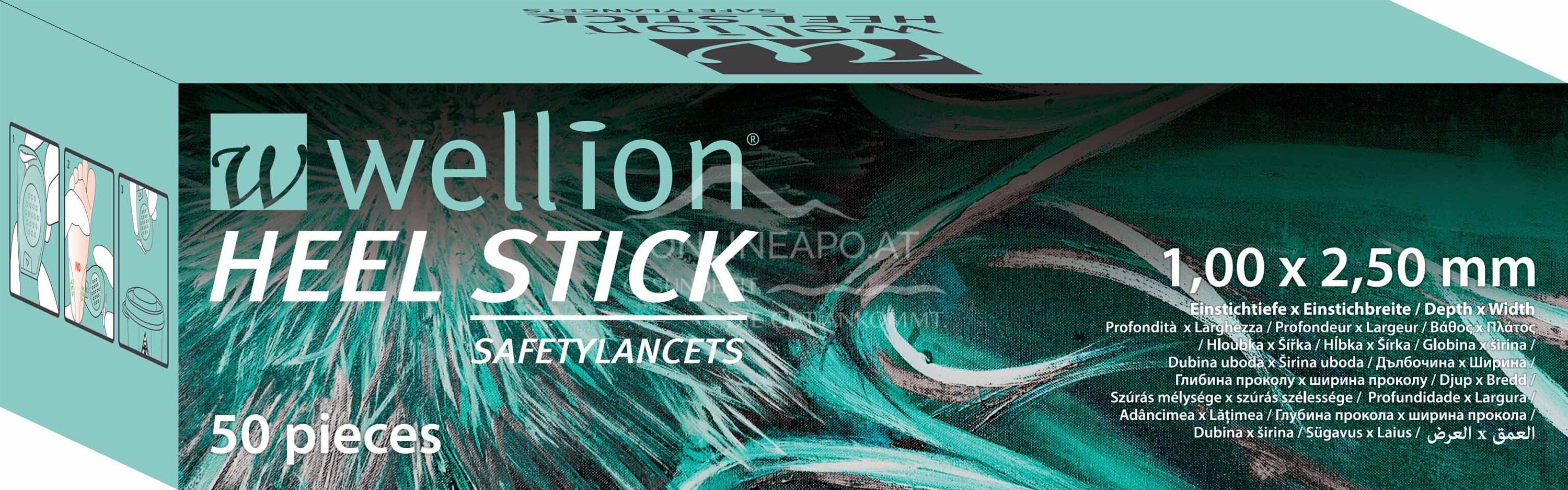 Wellion Heel Stick Safety Lancets 1.00 x 2.50 mm