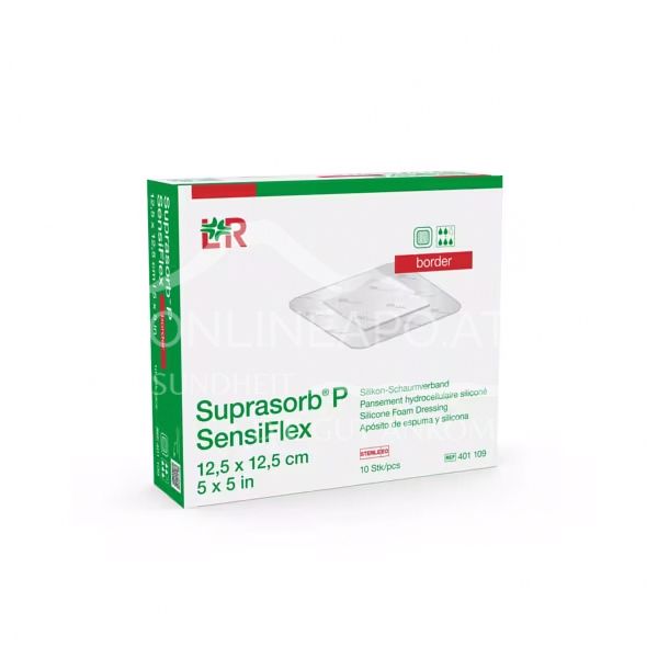 Suprasorb® P SensiFlex border silicone foam dressing, sterile, 12.5 x 12.5 cm