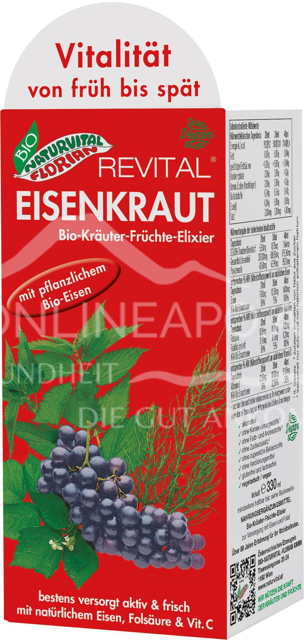 Bio Naturvital Florian Revital Eisenkraut Kräuter-Früchte-Elixier