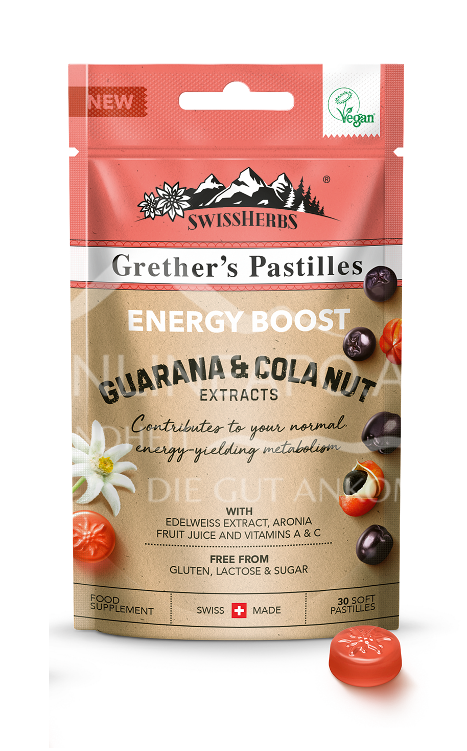 Grether’s Swiss Herbs Pastilles Energy Boost zuckerfrei