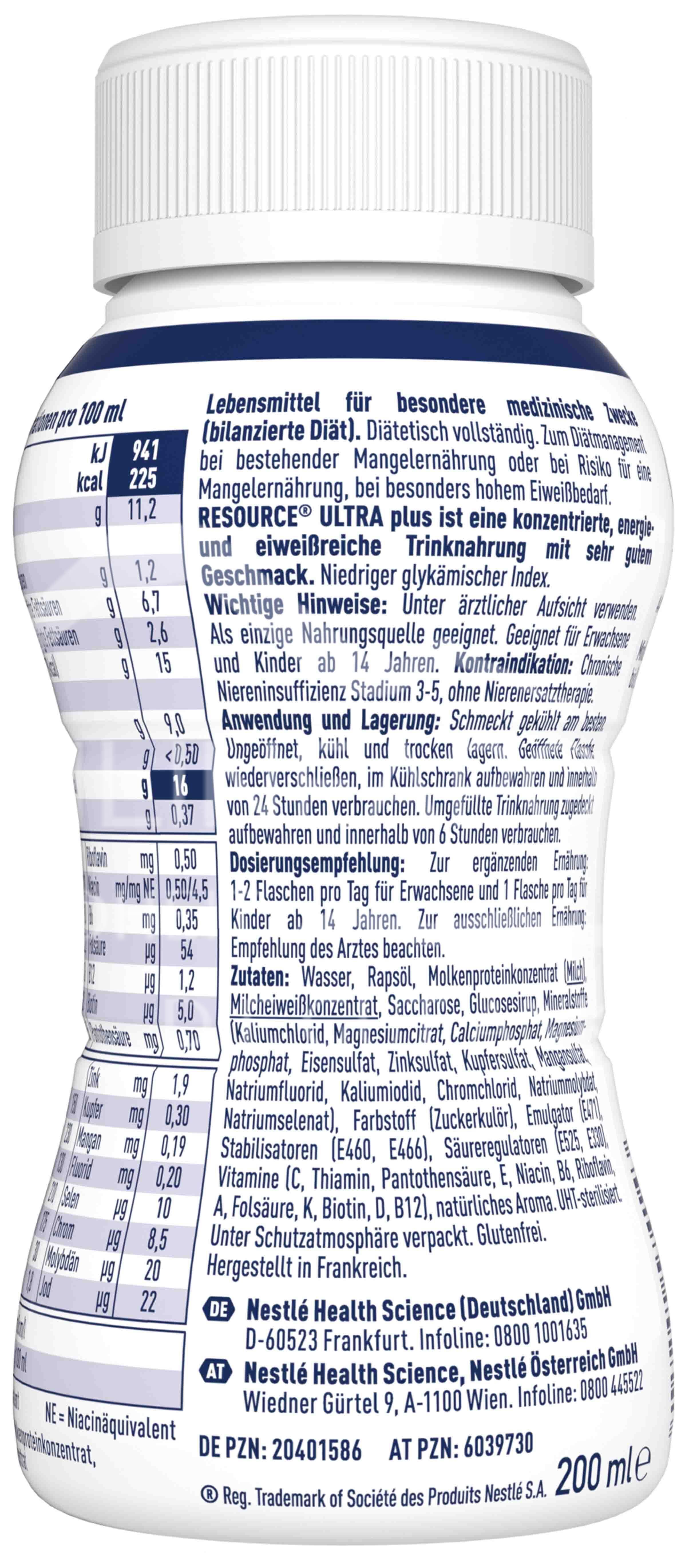 Resource® ULTRA plus High Protein Haselnuss Trinknahrung 200 ml