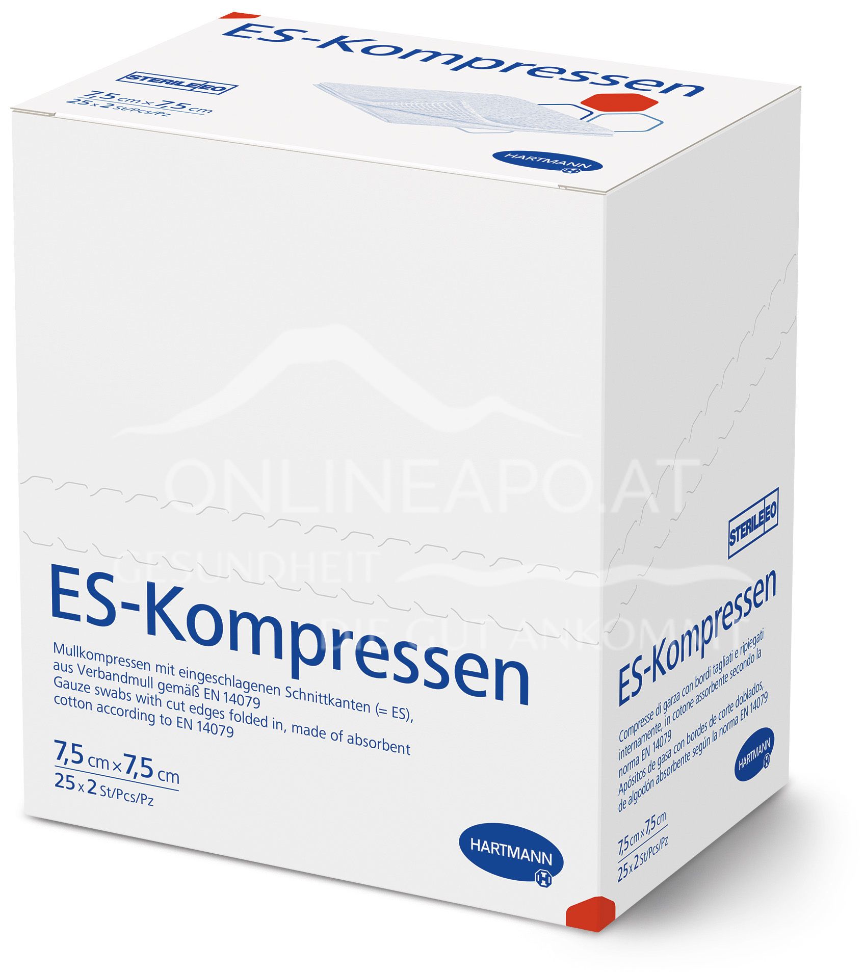 ES-Kompressen 12fach, steril eingesiegelt zu 2 Stück, 7,5 x 7,5 cm, 25 x 2 Stück