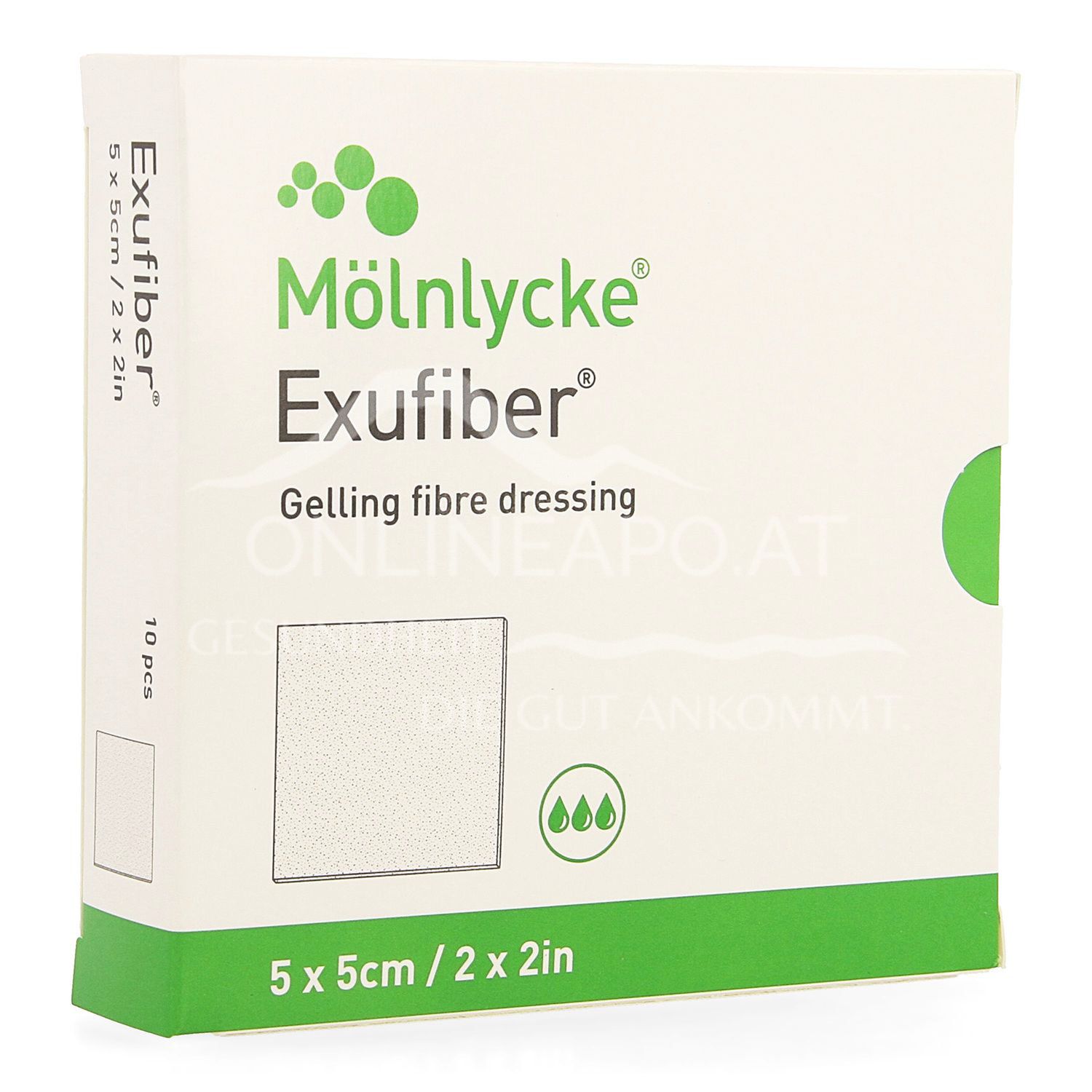 Mölnlycke® Exufiber® Gel-forming fibre dressing sterile, 5 x 5 cm