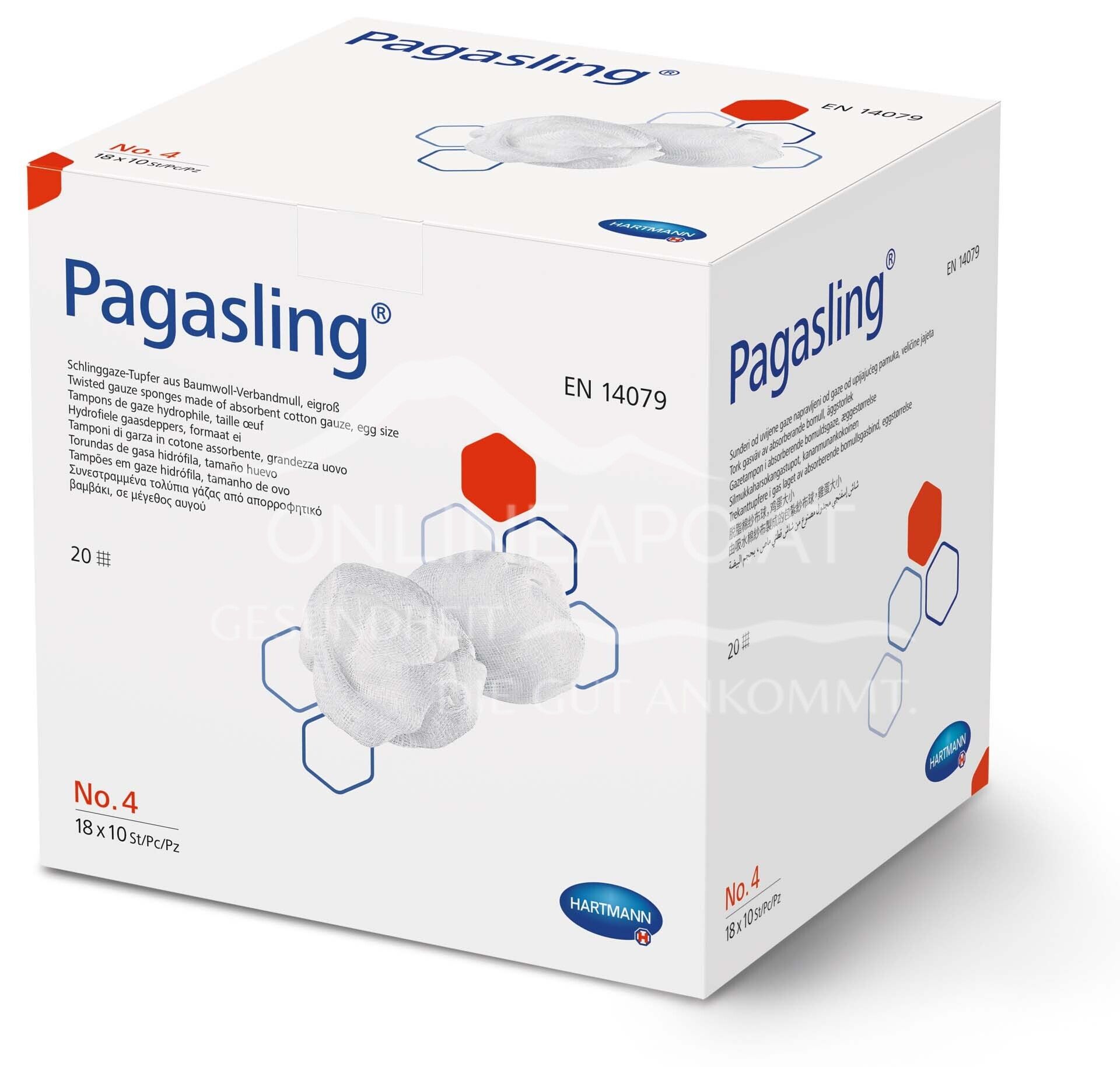 Pagasling® sling gauze swabs made of sterile gauze, size 4 - egg-sized, 18 x 10 pieces